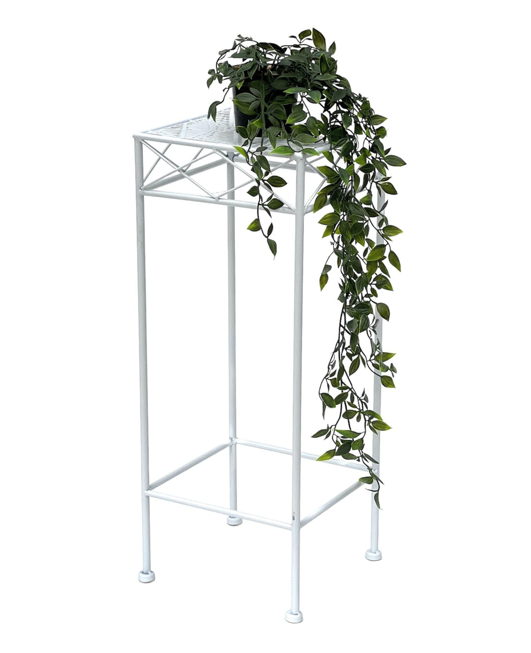 DanDiBo Blumenhocker Weiss Metall Eckig 70-50 cm Blumenständer 96314 Beistelltisch Blumensäule Moder