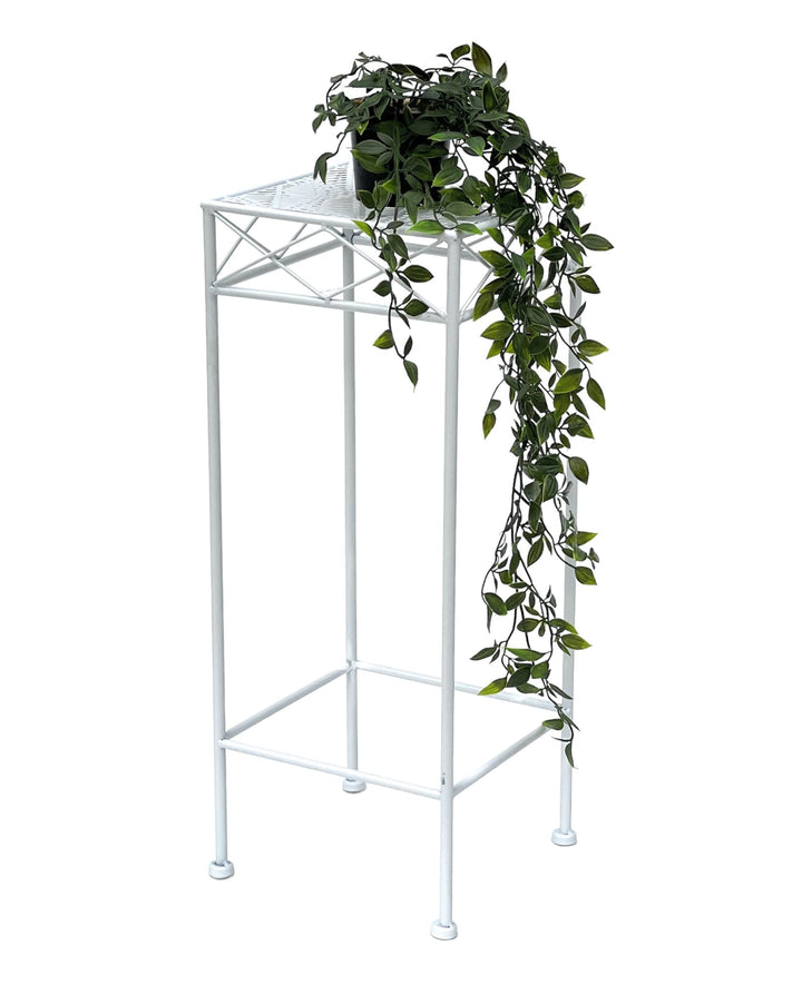 DanDiBo Blumenhocker Weiss Metall Eckig 70-50 cm Blumenständer 96314 Beistelltisch Blumensäule Moder