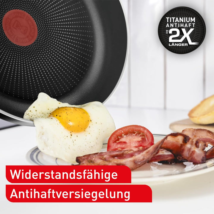 Tefal Hard Titanium Essential Bratpfanne 28 cm *+/- 0,5 cm, Antihaftversiegelung, Thermo-Signal bei