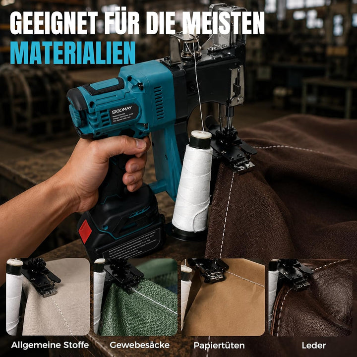 Akku Sacknähmaschine bürstenlos, 18V tragbare Handnähmaschine kompatibel mit Makita 18V Batterie, el