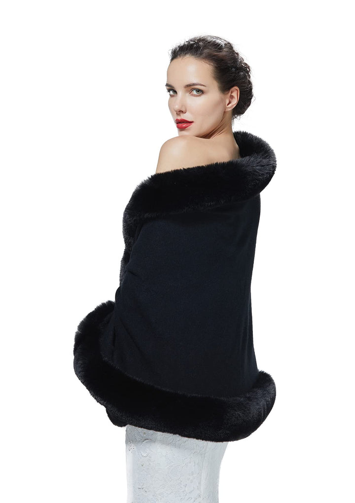 BEAUTELICATE Kunstpelz Stola Schal Damen Strick Bolero Poncho Cape für Hochzeit Abendkleid Braut Fra