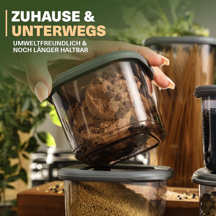 Vorratsdosen mit Deckel Luftdicht, 6er Vorratsbehälter Set BPA-Frei, Vorratsdose zur Müsli Mehl Aufb