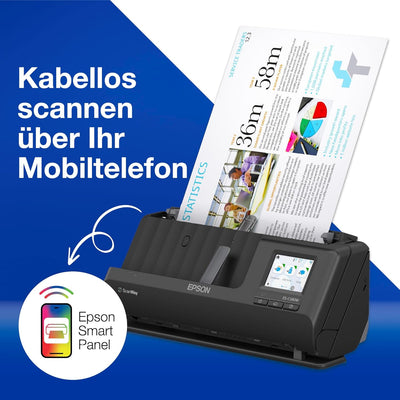 Epson Netzwerk Scanner ES-C380W, kompakter A4 Business Scanner mit geringem Stromverbrauch, Duplex-E