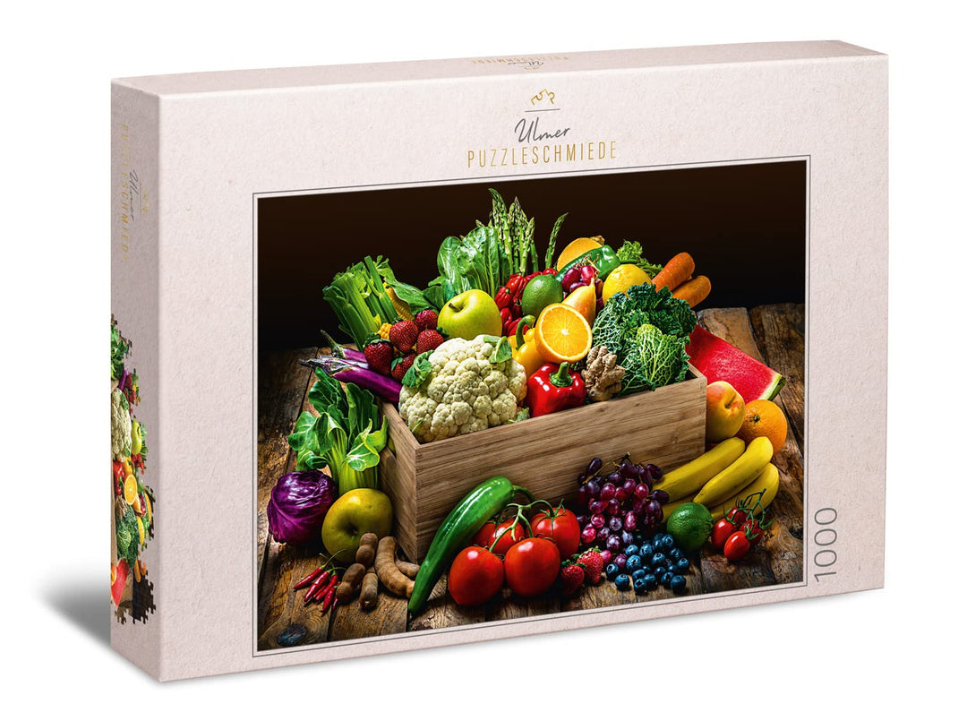 Ulmer Puzzleschmiede - Puzzle „Reiche Ernte“ - Klassisches 1000 Teile Puzzle aus der Küche – Puzzlem