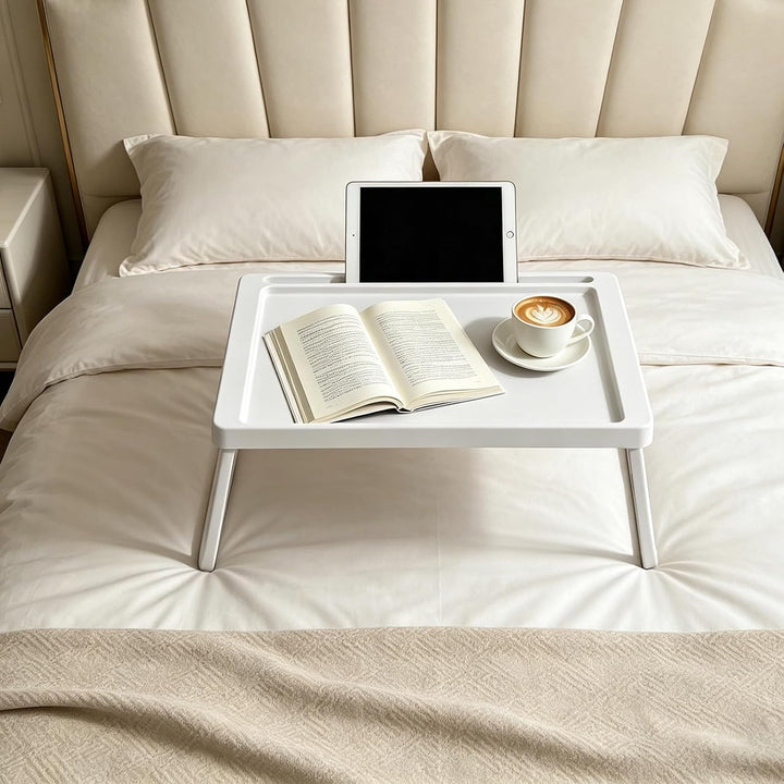 Betttablett Klappbar, Frühstück-Tablett für Bett &amp; Sofa (54x35,5cm) | Leichter Kunststoff, für Schla