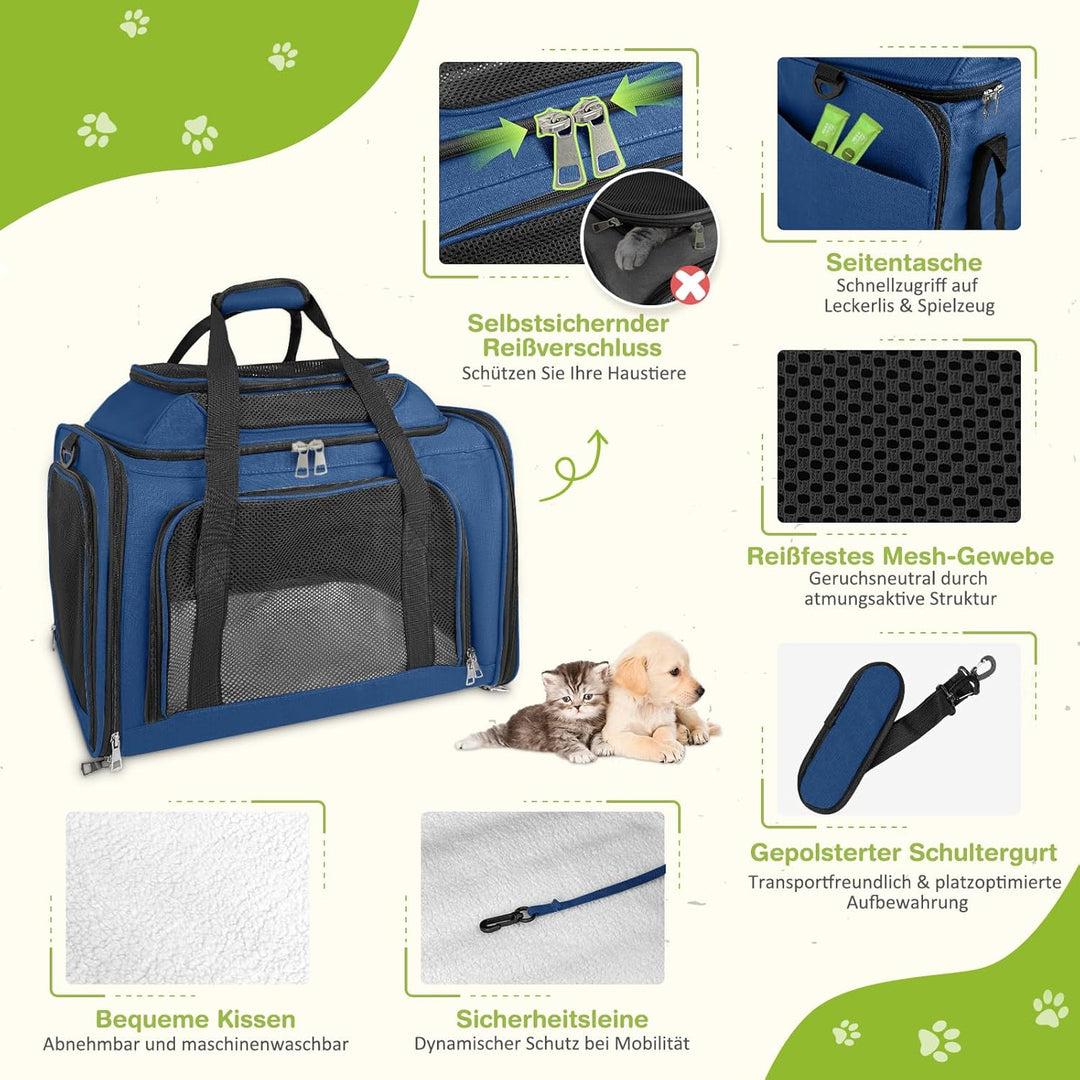 Transporttasche Katze, Transportbox für Katze Hund, Katzentransporttasche, Faltbare Haustier Trageta