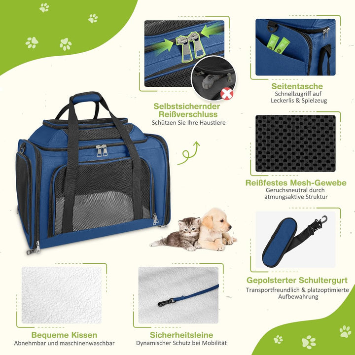 Transporttasche Katze, Transportbox für Katze Hund, Katzentransporttasche, Faltbare Haustier Trageta