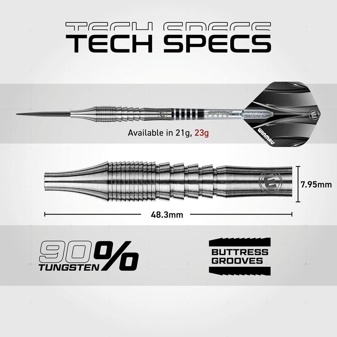 WINMAU Sniper 23 Gramm Professionelles Wolfram-Dart-Set mit Flights und Schäften (Shafts)