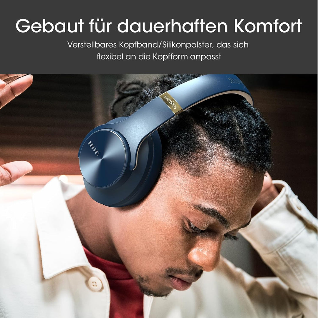 DOQAUS Bluetooth Kopfhörer Over Ear, Bis zu 90 Std Kabellose Kopfhörer mit 3 EQ-Modi, HiFi Stereo Fa