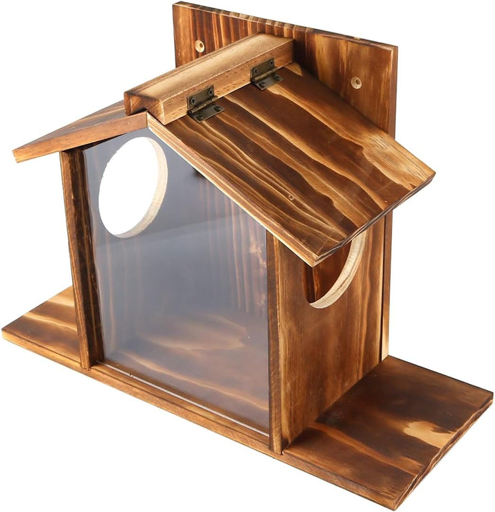 Eichhörnchen-Futterstation Mit Wasserdichtem Dach, Wildtierhaus Aus Holz Mit Maiskolbenständer, Gart