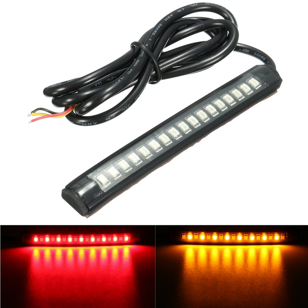 Alamor 12V 17 LED flexible Motorrad Streifen Licht Schwanz Bremse Stop Turn Sign Licht Bernstein + r