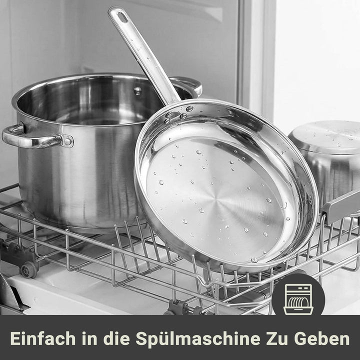 Topfset 15 Teilig Induktionsgeeignetes Edelstahl: 5-7 Personen Kochtopfset Lebensmittelqualität PFAS