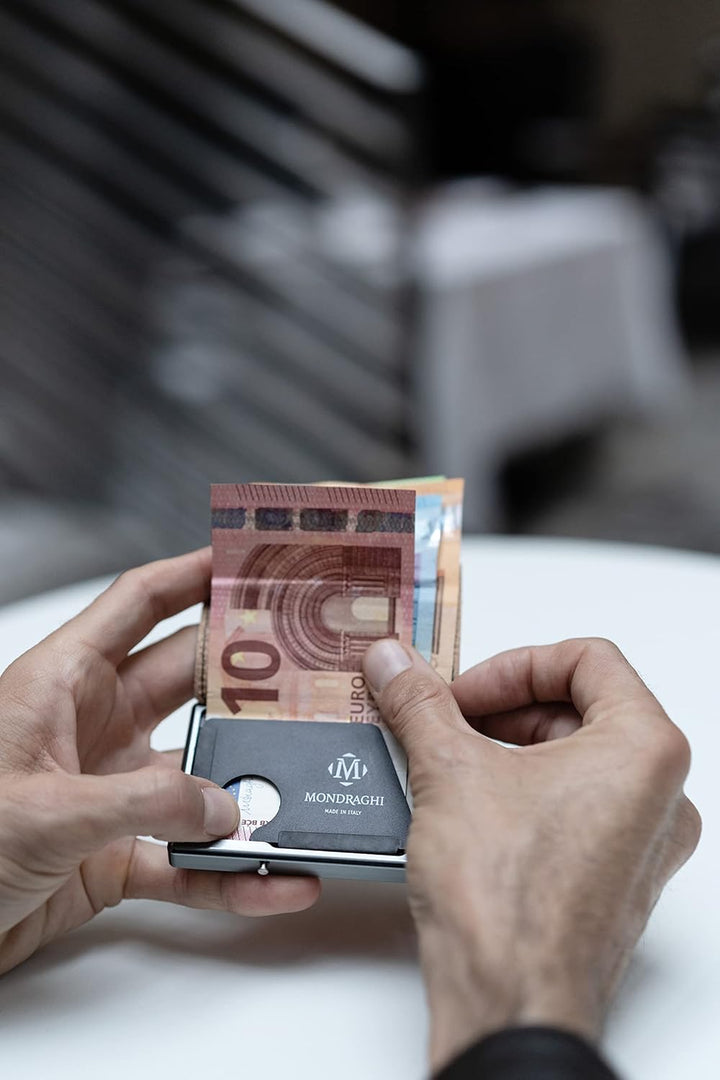 MONDRAGHI Mini-Wallet. Ultraleichte, schlanke Mini-Brieftasche - Kartenhalter und Kartenhalter mit M