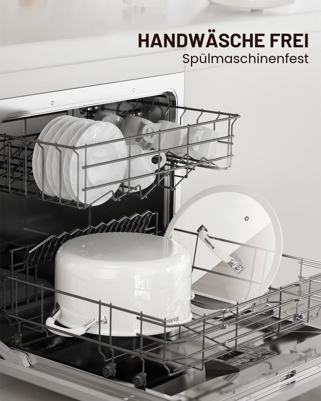 Suppentopf 5,7 l (6 Quart), dreilagiger Suppentopf aus 18/10 Edelstahl mit Deckel, induktionsfertige