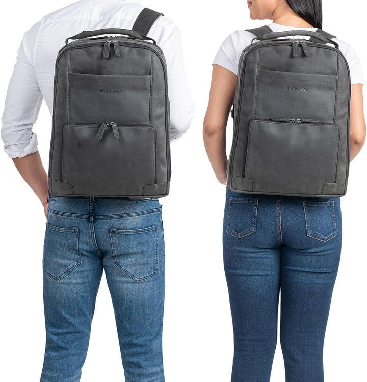 STILORD XL Herren-Businessrucksack aus Leder anthrazit - 15-17 Zoll grosser Arbeitsrucksack - Männer