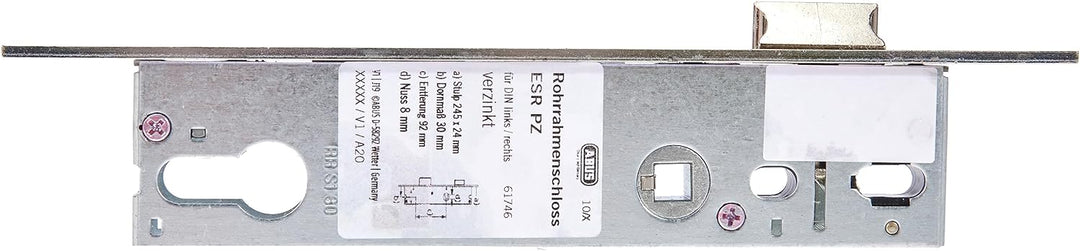 ABUS - Einsteckschloss für Rohrrahmentür ESR PZ LR Z 30 92 24-61746, Silber 30mm, 30mm