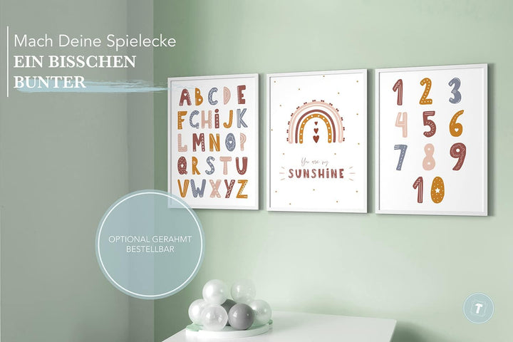 Papierschmiede® Kinderposter 3er Set Lernposter, 40x60 cm Wanddeko, Geschenk für Mädchen &amp; Jungen Ki