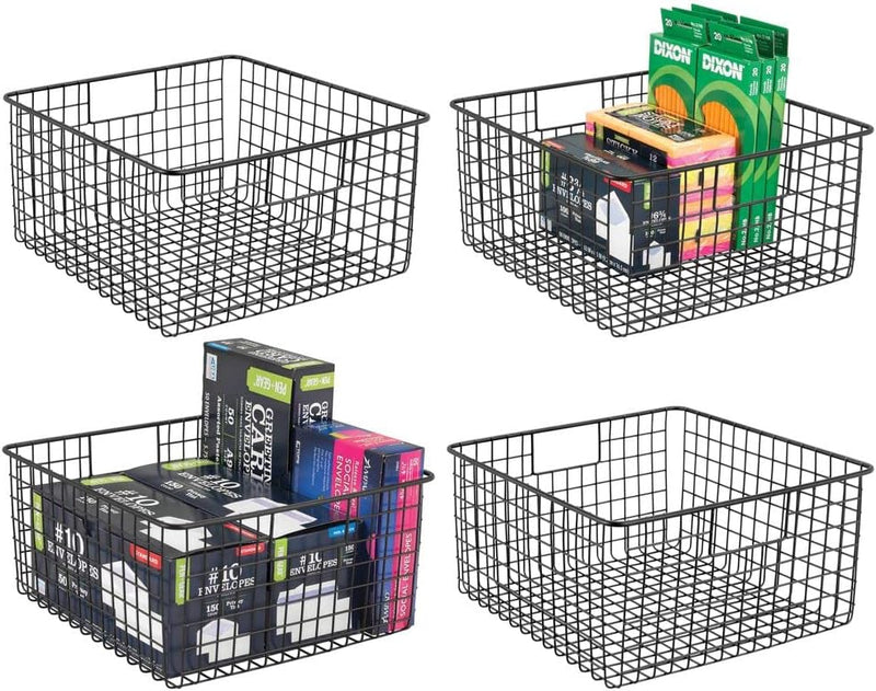 mDesign Schreibtisch Organizer mit Griffen – praktische Gitterbox aus Metall für Bürobedarf – modern
