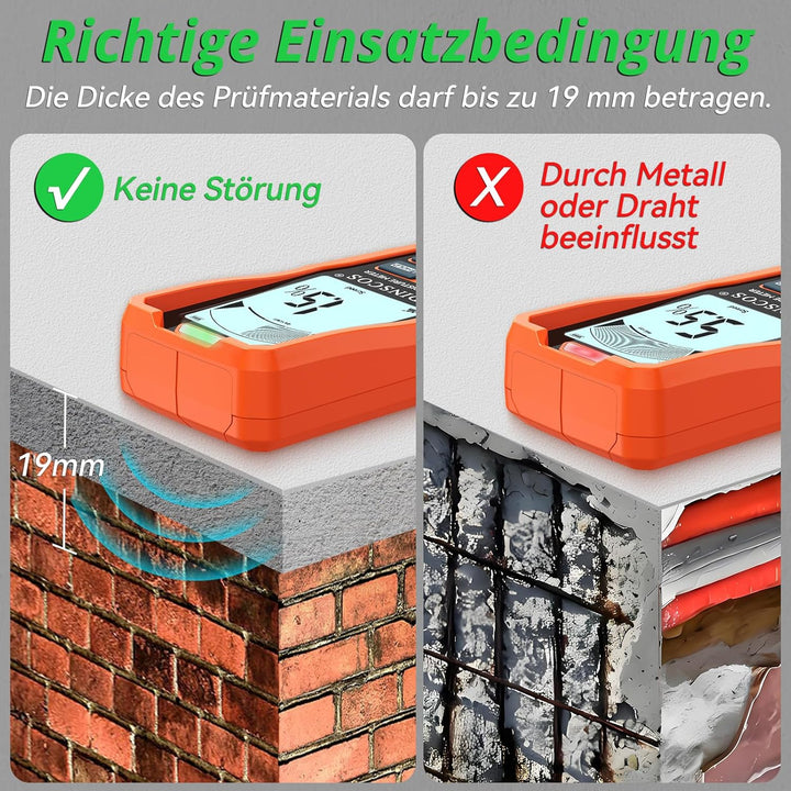 RDINSCOS Feuchtigkeitsmessgerät Wand Feuchtigkeitsprüfer Mauerwerk Feuchtigkeitsmesser Wand Pinless-
