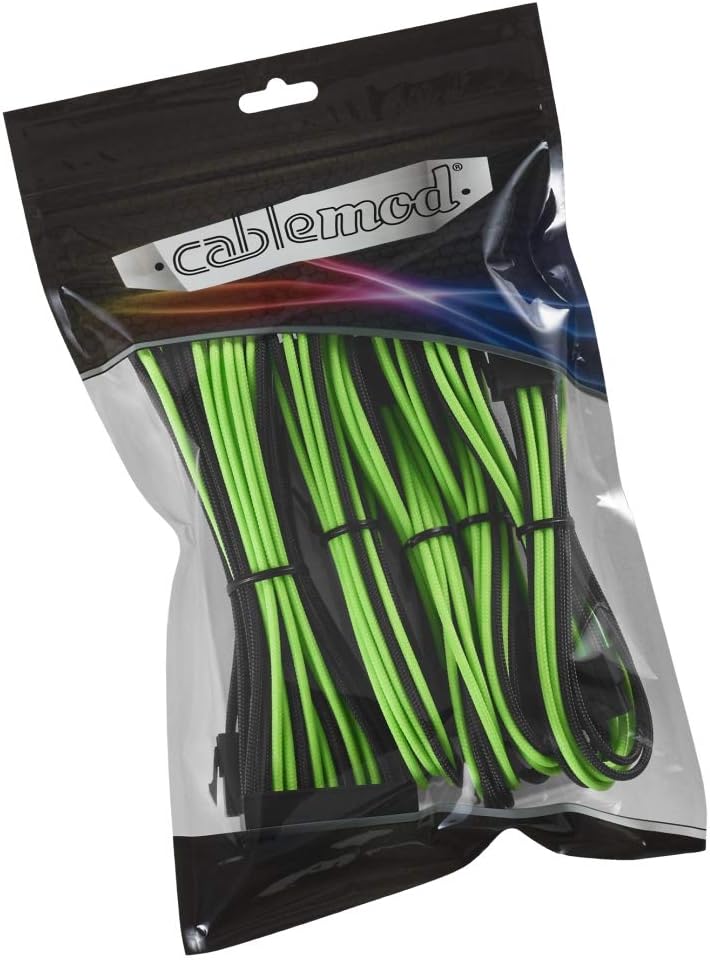 CableMod Classic ModMesh Cable Extension Kit (8+6 Serie, Schwarz/Hellgrün) Série 8+6 Schwarz/Hellgrü