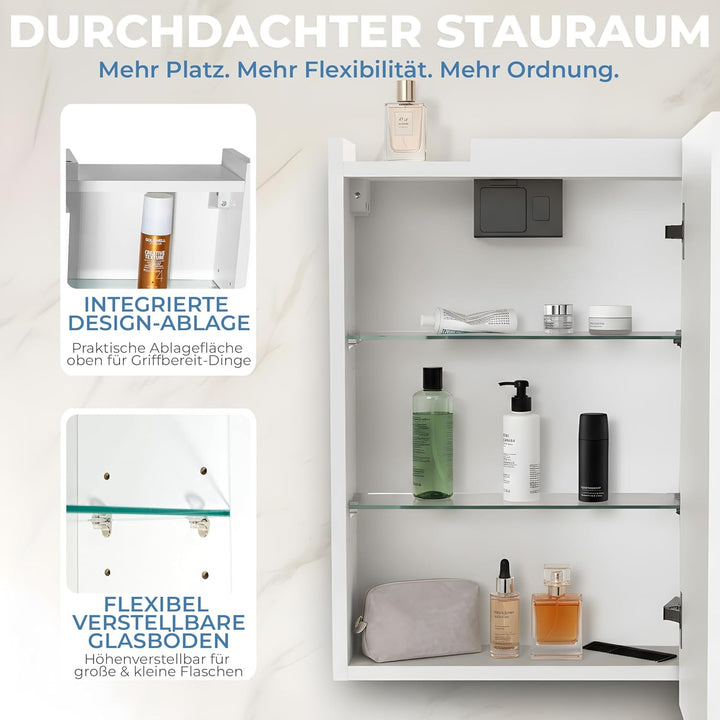 HAPA Design Premium Badezimmer Spiegelschrank Milano 60cm breit 2-türig. Fertig montiert, in der EU