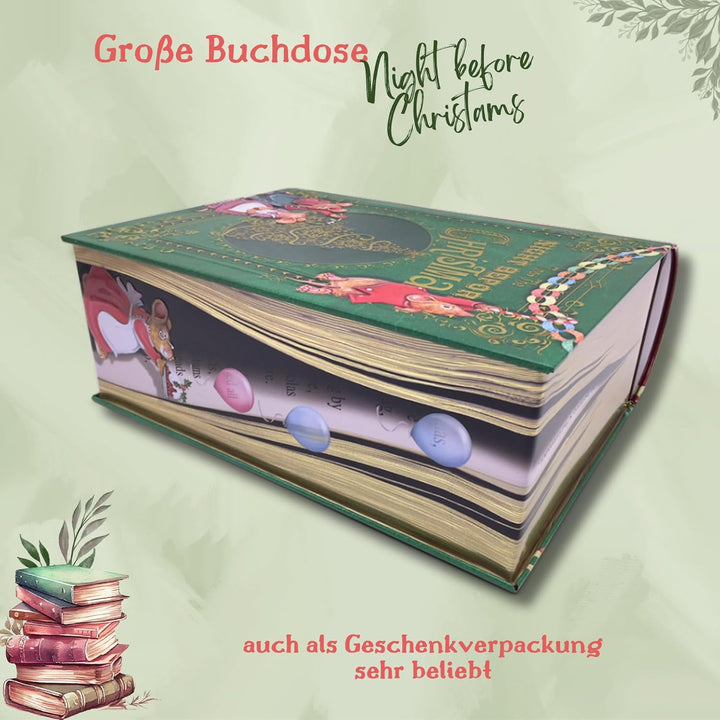 Grosse Buchdose Night Before Christmas - Aufbewahrungsdose, Keksdose, Blechdose - aufwändig geprägt