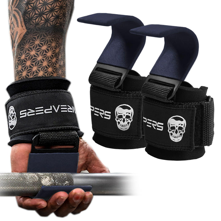 Gymreapers Weight Lifting Hooks (Pair), Heavy Duty Power Wrist Straps Hand Grip Support For Deadlift