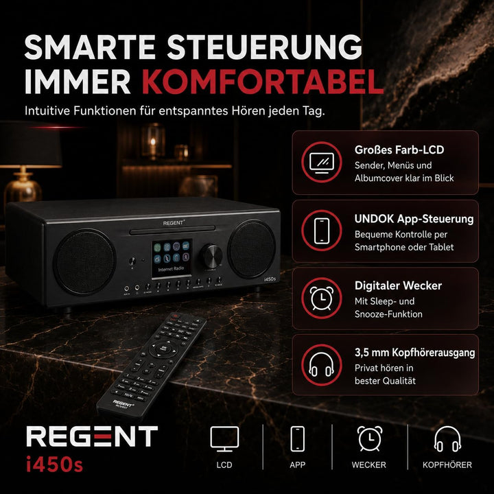 Ferguson Regent i450s CD-Player Internetradio mit Netzwerkfunktion, Spotify Connect, AUX, USB, Bluet
