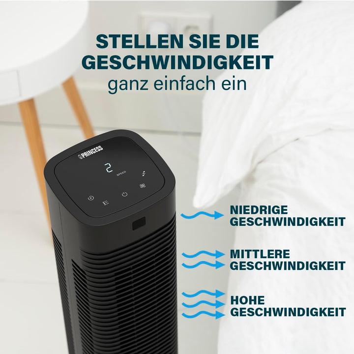 Princess Kompakter Turmventilator 3 Modi und 3 Geschwindigkeiten - Oszillation - App Steuerung - 358