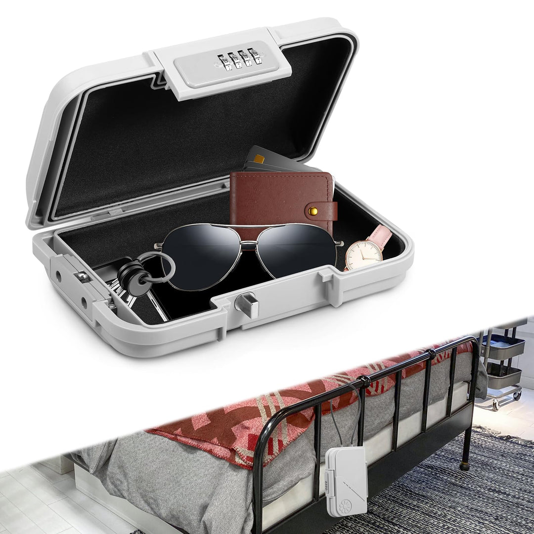 Tragbarer Tresor Wasserdicht Mini Tresor mit 4 Stellig Zahlenschloss, Schnittfest Schlagfest Strandb