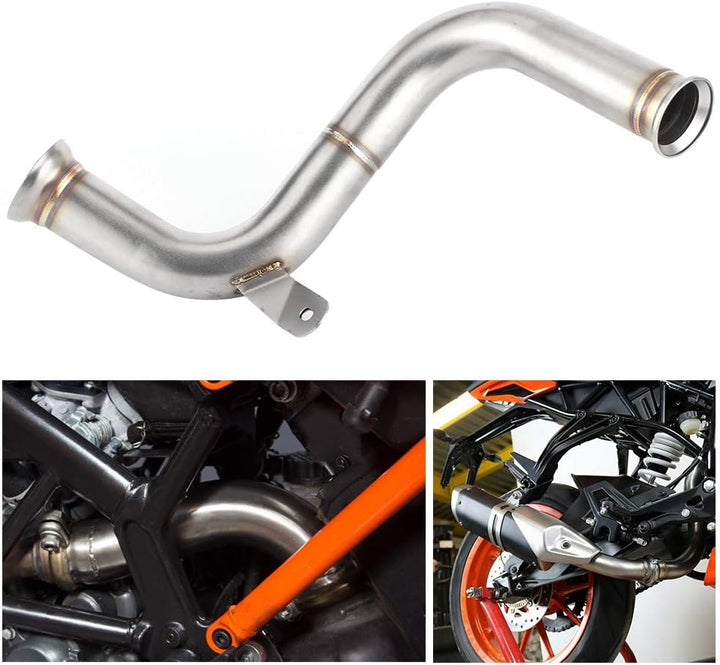 Auspuff Mid Link Pipe, Qiilu Motorrad Auspuff, Katalysator entfernt Decat Auspuff Mittelrohr Motorra