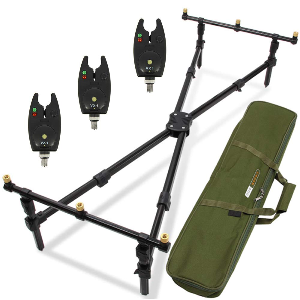 G8DS® Set Rod Pod Rutenhalter + luxuriöser Tragetasche inklusive 3 Bissanzeiger mit Lautstärkeregler