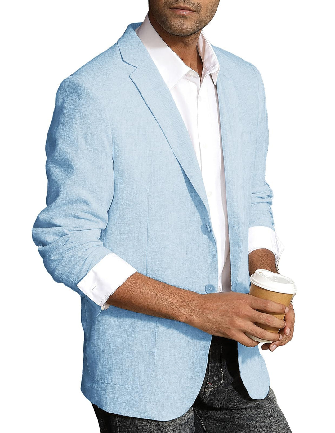 PJ PAUL JONES Herren Casual Slim Fit Leinen Jacke Leichtgewicht 2 Knopf Blazer Sporty Slim fit Leisu