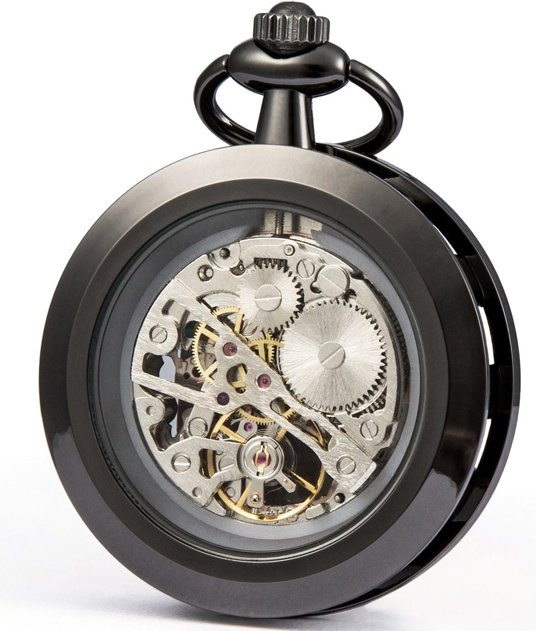 SEWOR Single Face Mechanische Handaufzugwerk Taschenuhr Schwarz Blau, Schwarz Blau