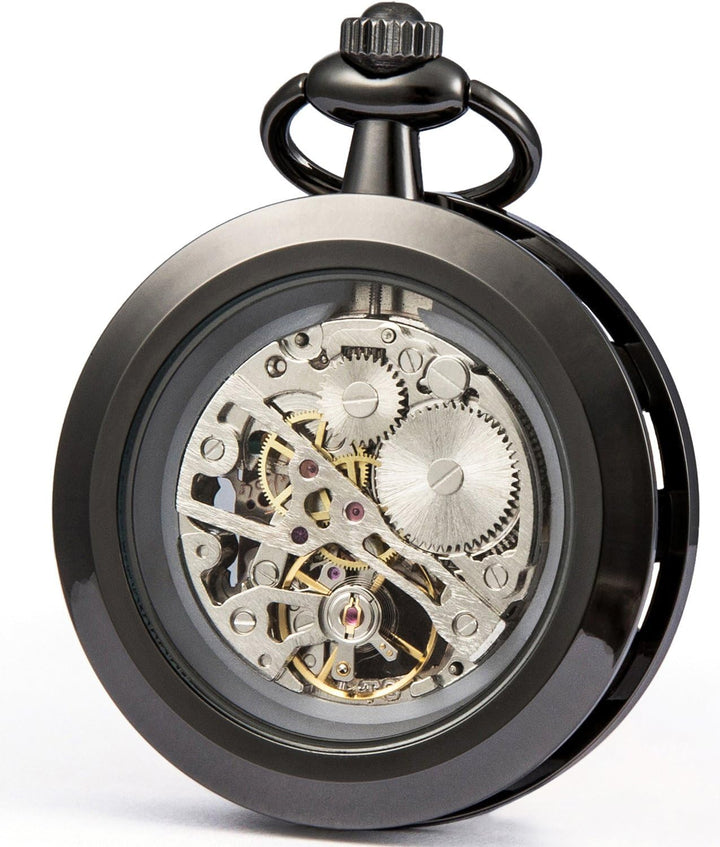 SEWOR Single Face Mechanische Handaufzugwerk Taschenuhr Schwarz Blau, Schwarz Blau
