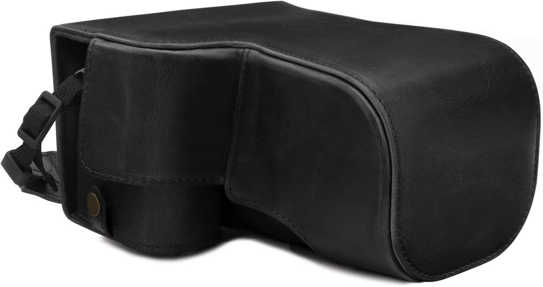 MegaGear MG1804 Ever Ready Kameratasche aus Leder, kompatibel mit Sony Alpha A6600 (18-135 mm), Schw