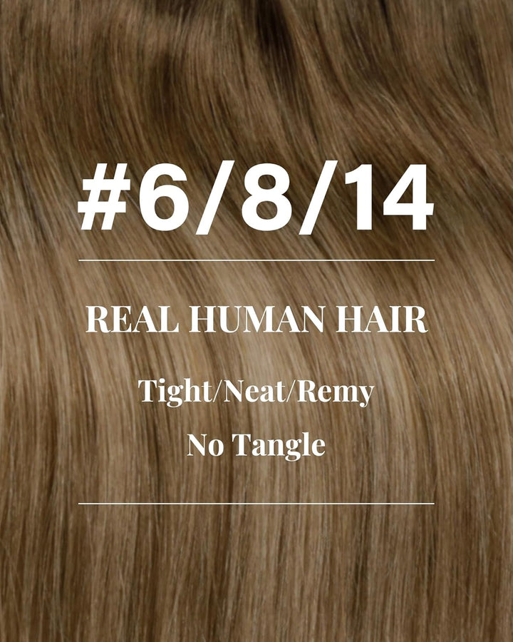 Hetto Balayage Echthaar Tressen Extensions Mittel Braun zu Hellbraun und Dunkelste BlondineTressen E