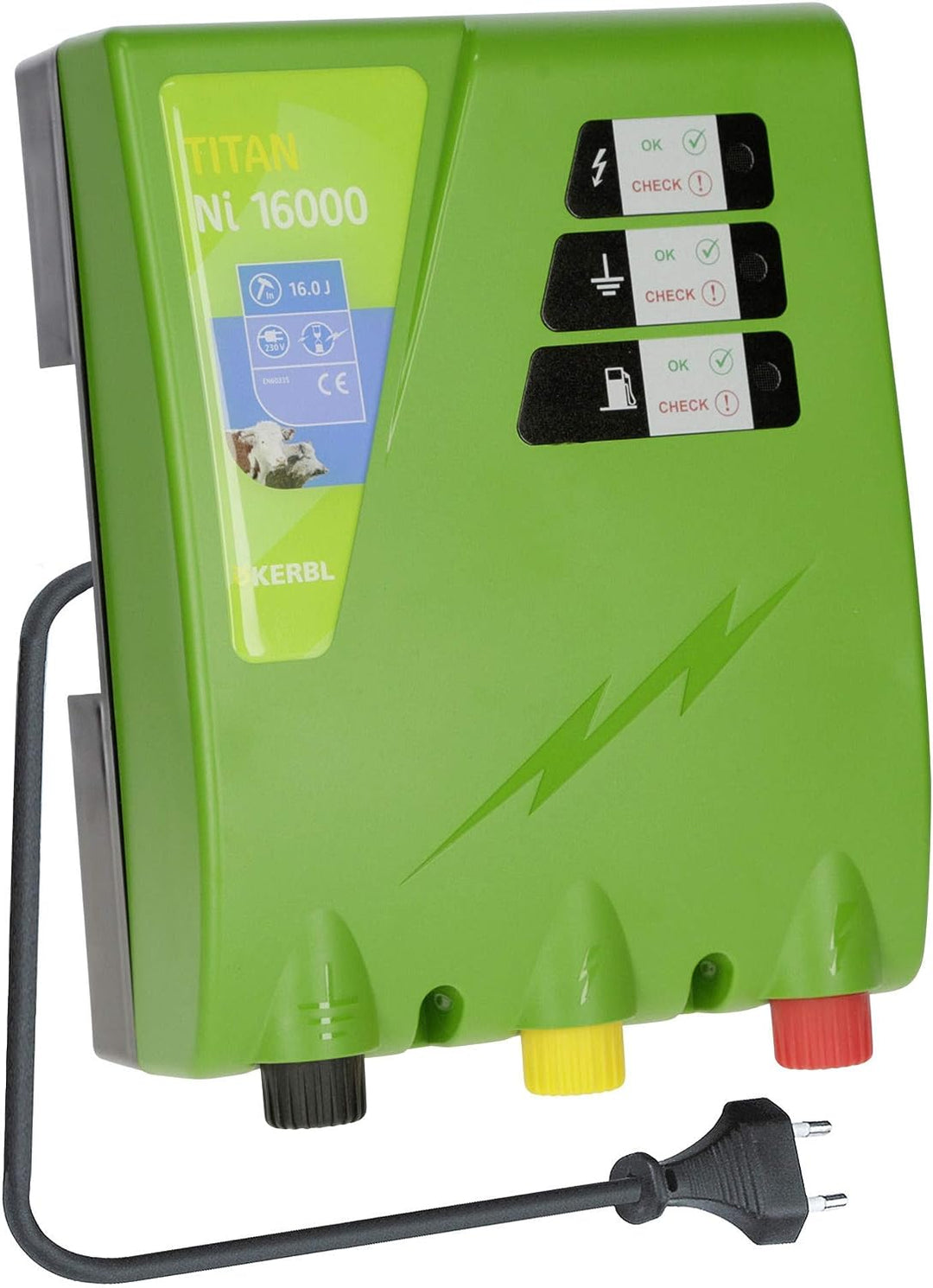 Kerbl Weidezaungerät Titan Ni 16000, 16.0 J Weidezaun Gerät Stromversorgung Netzgerät 230V, Titan Ni