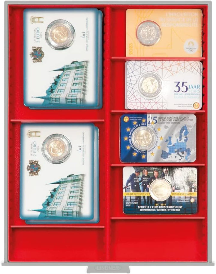 LINDNER Das Original Sammelbox Standard mit 2 flexibel unterteilbaren Fächern 105 x 280 x 29 mm