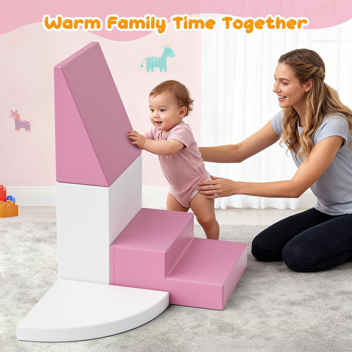 Indoor Klettergerüste für Kinder,Soft Play Corner Climber 4er Softbausteine Set für Kleinkinder & Ba