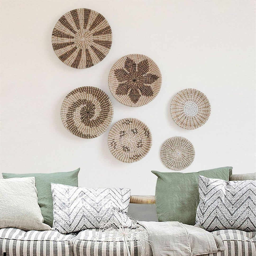 5PCS Woven Basket Wall Decor – Hangings Wall Basket Dekoration – Rattan Wall Decor – Wicker Wall Art