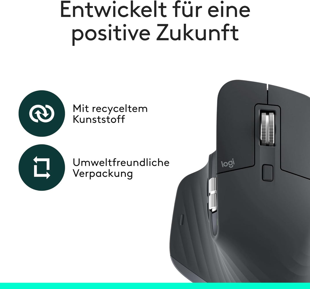 Logitech MX Master 3S – kabellose Performance-Maus mit ultraschnellem Scrollen, ergonomisch, 8K DPI,
