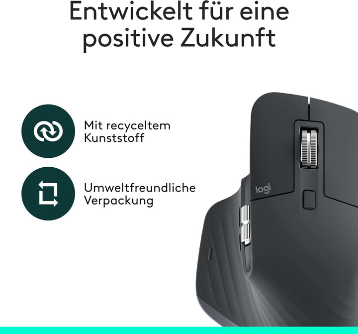Logitech MX Master 3S – kabellose Performance-Maus mit ultraschnellem Scrollen, ergonomisch, 8K DPI,