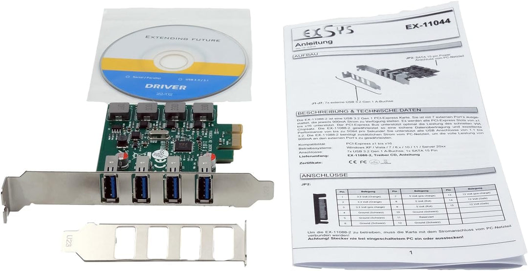 EX-11044 4-Port USB 3.2 Gen 1 PCIe Karte