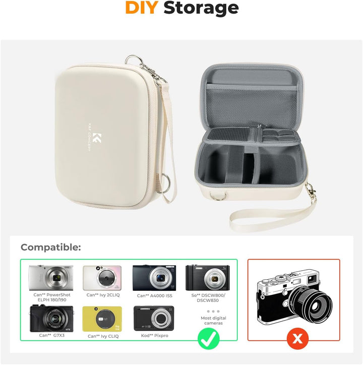 K&F Concept Digitalkamera Tasche kompatibel Fotokamera Tasche Eva-Hartschalendesign (nur Hülle) Beig