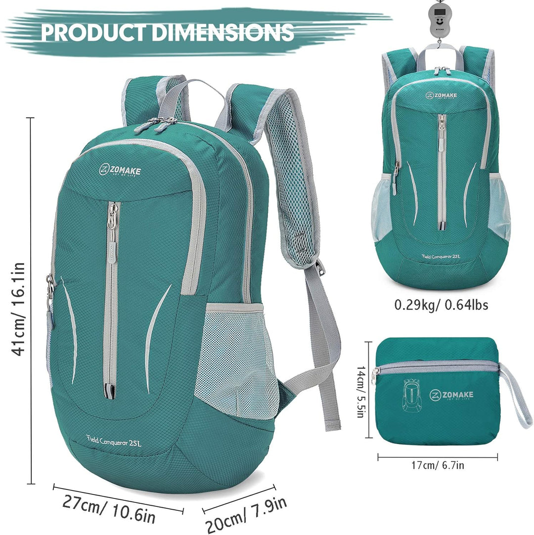 ZOMAKE Ultraleicht Faltbarer Rucksack - Packbare Backpacks 25L,Kleiner Faltbar Rucksäcke Wanderrucks