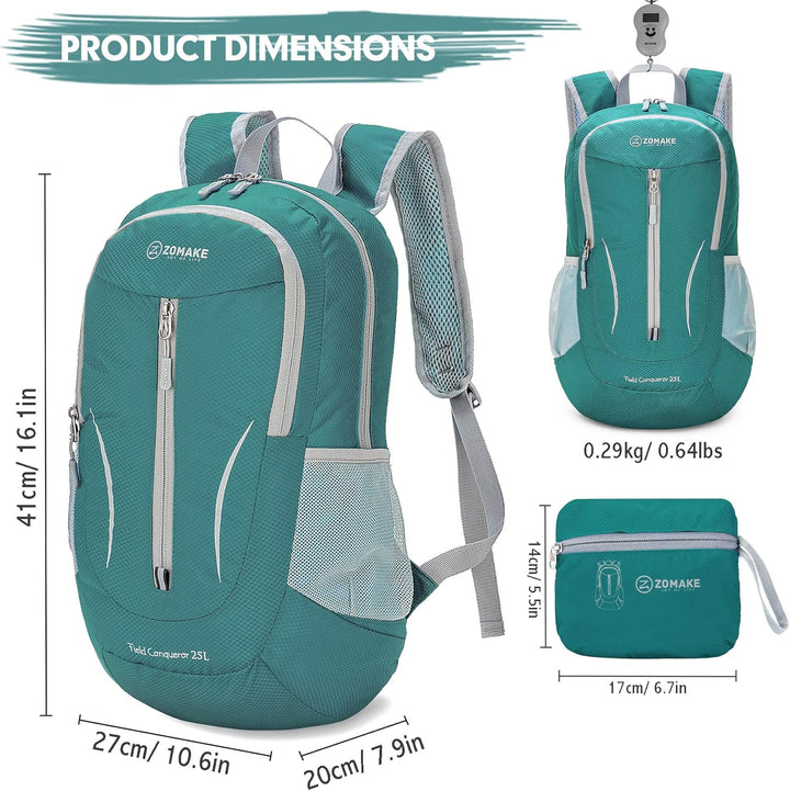 ZOMAKE Ultraleicht Faltbarer Rucksack - Packbare Backpacks 25L,Kleiner Faltbar Rucksäcke Wanderrucks