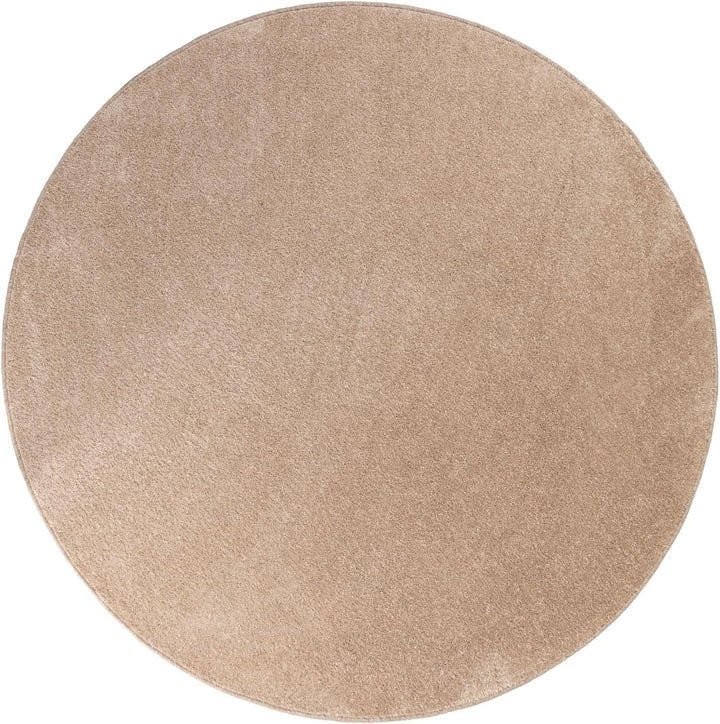 Steffensmeier Kurzflor Teppich Cambridge, Wohnzimmer, Schlafzimmer, in Sand, Grösse: Rund Ø 80 cm 80