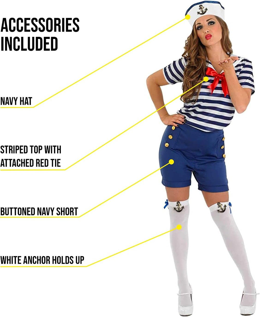Fun Shack Matrosen Kostüm Damen, Faschingskostüm Matrose Damen, Faschingskostüme Damen Marine, Fasch