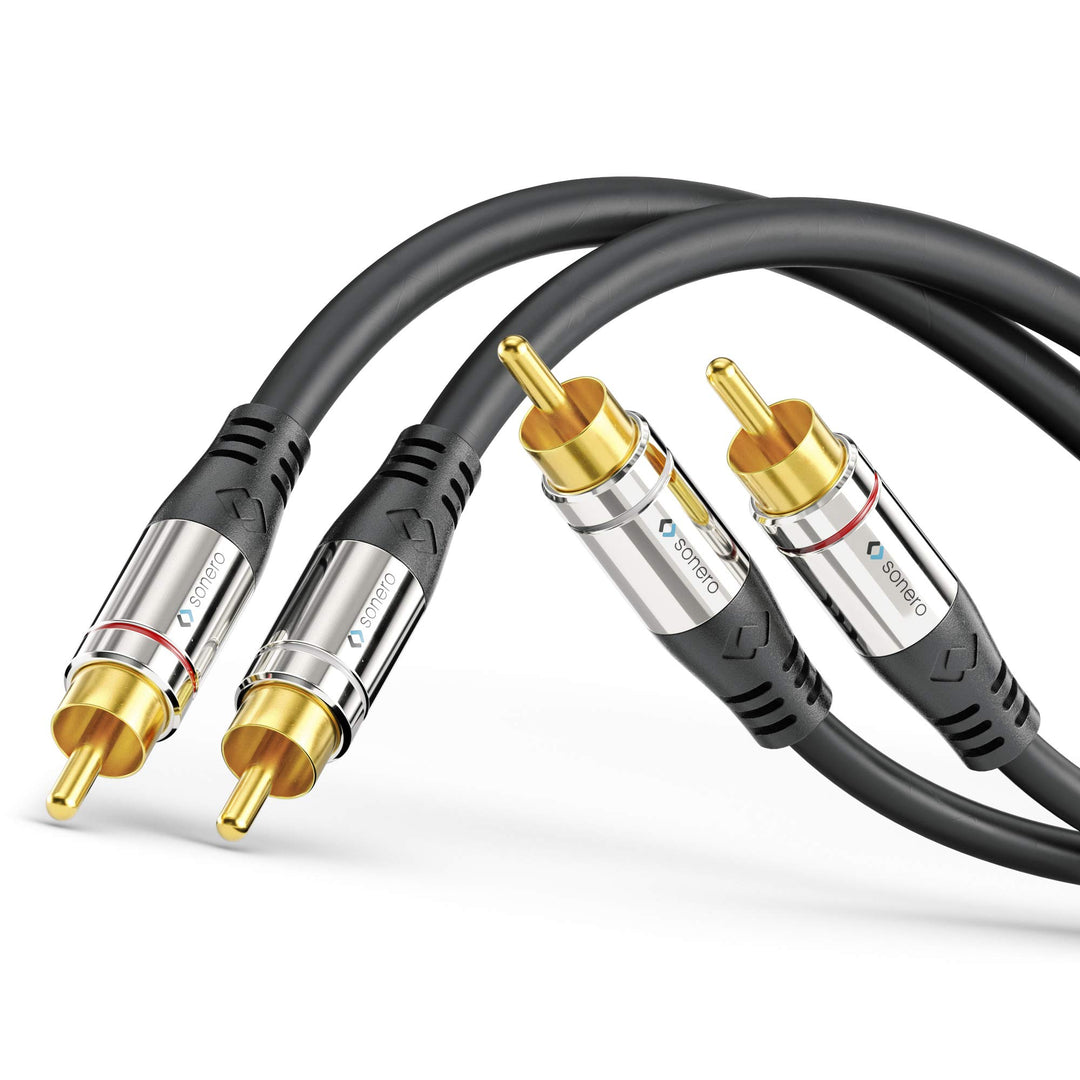 Sonero® Premium 12,5m Cinch Kabel, 2x Cinch auf 2x Cinch, Audio Kabel, Subwoofer, HiFi-Anlage, Verst